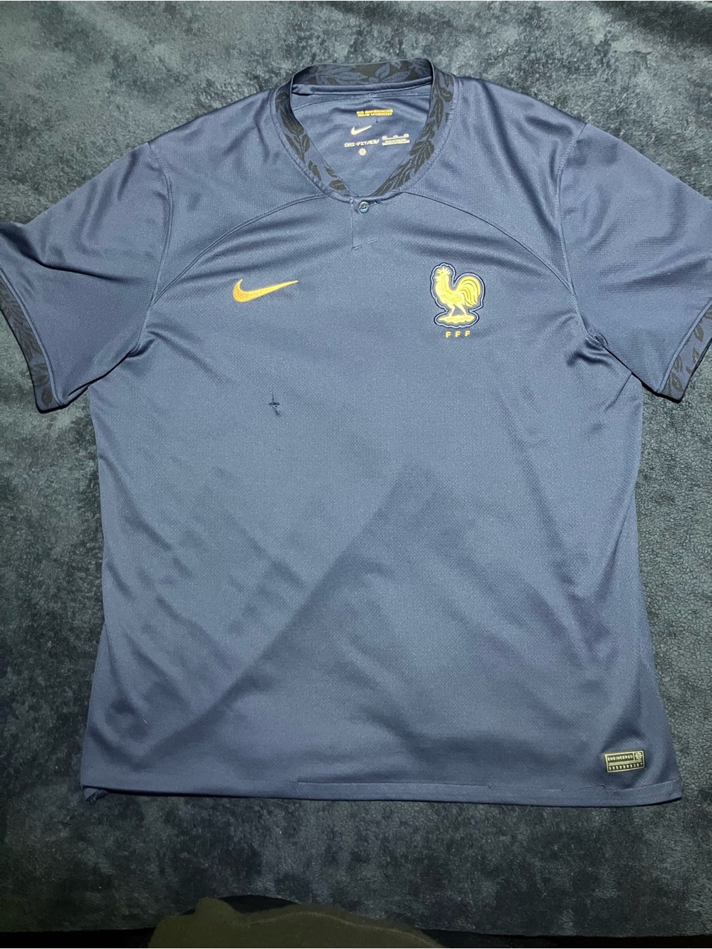 Nike Men’s Dark Blue Soccer Jersey with Gold Logos